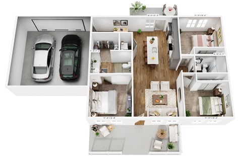 3 Bed 2 Bath Floor Plan at Allier Gulf Shores, Gulf Shores